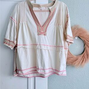 Oli & Hali Cream Blouse with Pink Details